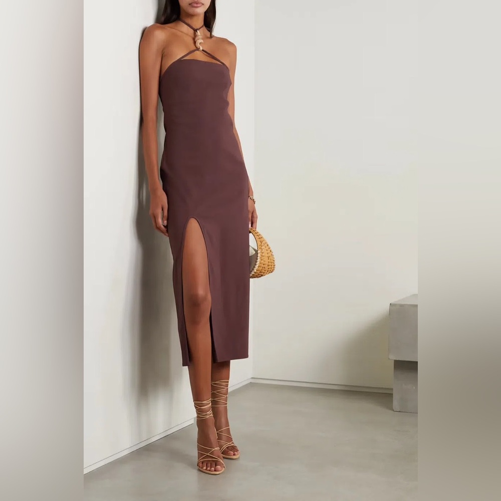 Cult Gaia Castila Embellished Halter-neck Midi Dress